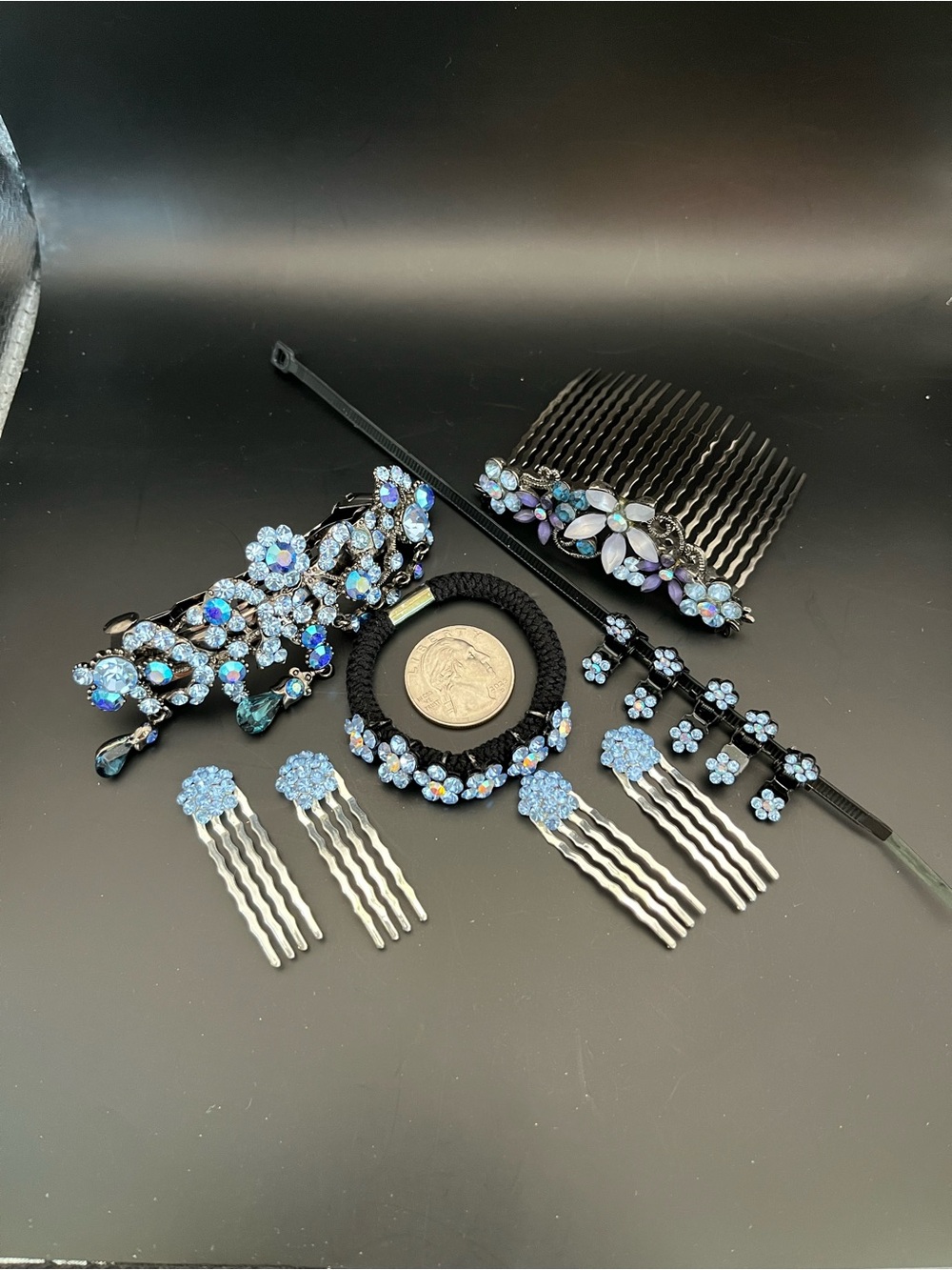 Soho Blue Floral Crystal Hair Accessory Set